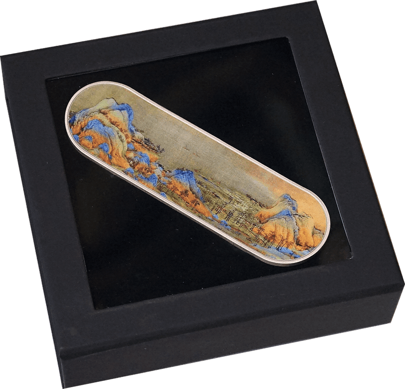2023 $2 Skateboard with Painting 2oz Silver Coin - Cased View