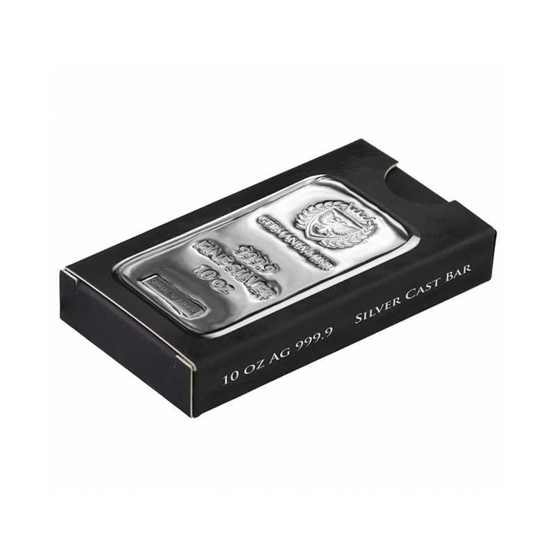 Germania Mint 10oz Silver Bullion Cast Bar - Box Flat View
