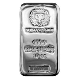 Germania Mint 10oz Silver Bullion Cast Bar