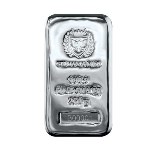 Germania Mint 250g Silver Bullion Cast Bar