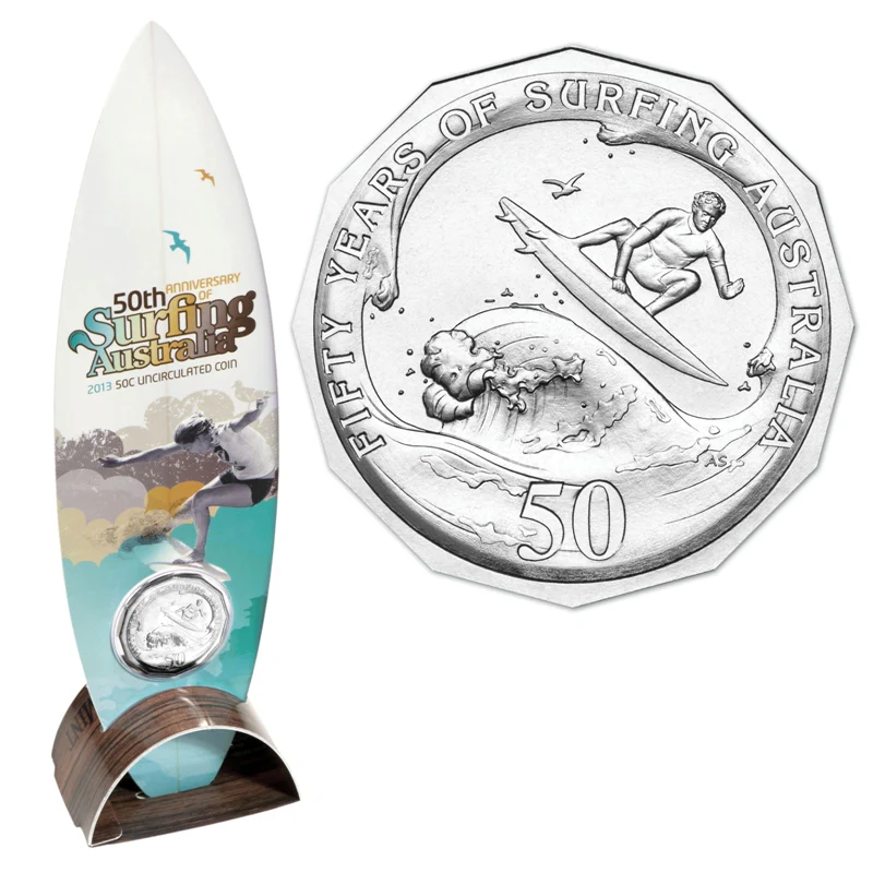 2013 50c 50th Anniversary Of Surfing Coin Overviw