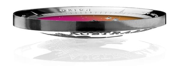 2014 $5 Southern Sky Orion 1oz Silver Coloured Domed Proof Coin - Side View