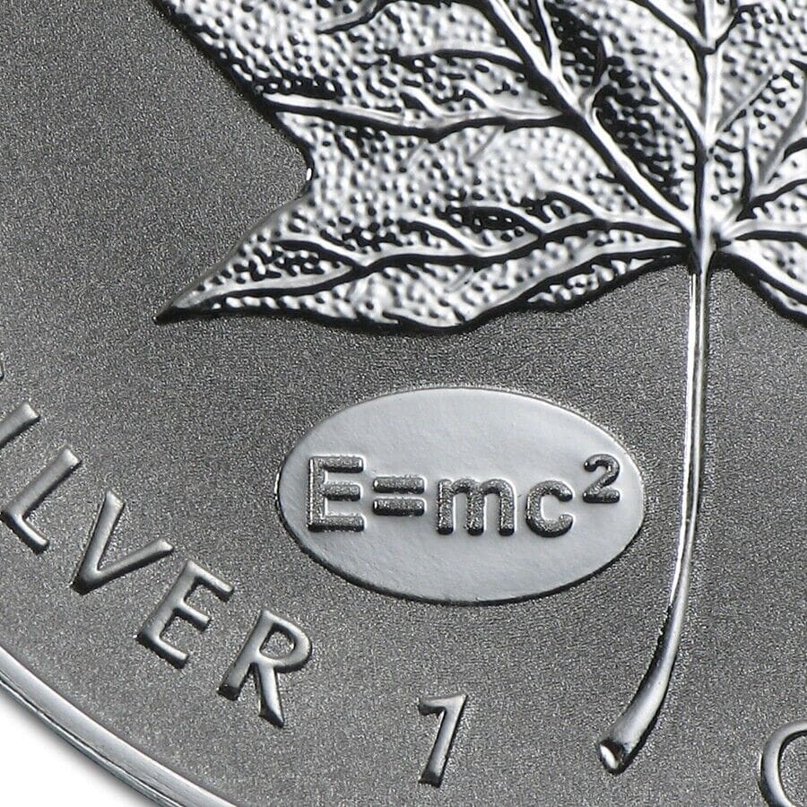 2015 $5 1oz Silver Maple Leaf Einstein Privy Reverse Proof Coin Closeup Reverse View