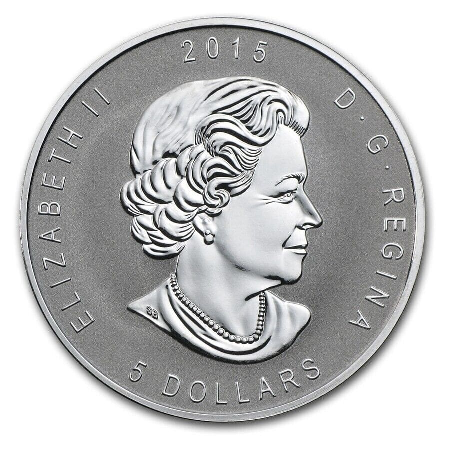 2015 $5 1oz Silver Maple Leaf Einstein Privy Reverse Proof Coin Obverse View