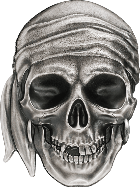 2017 $5 Pirate Skull 1oz Silver Coin - Reverse View