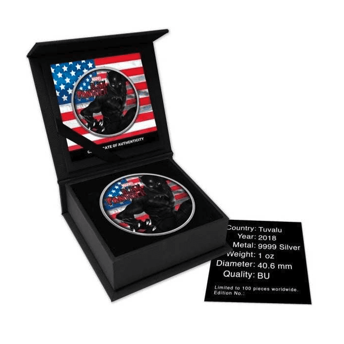 2018 $1 Black Panther US Flag 1oz Silver Coin - Overview
