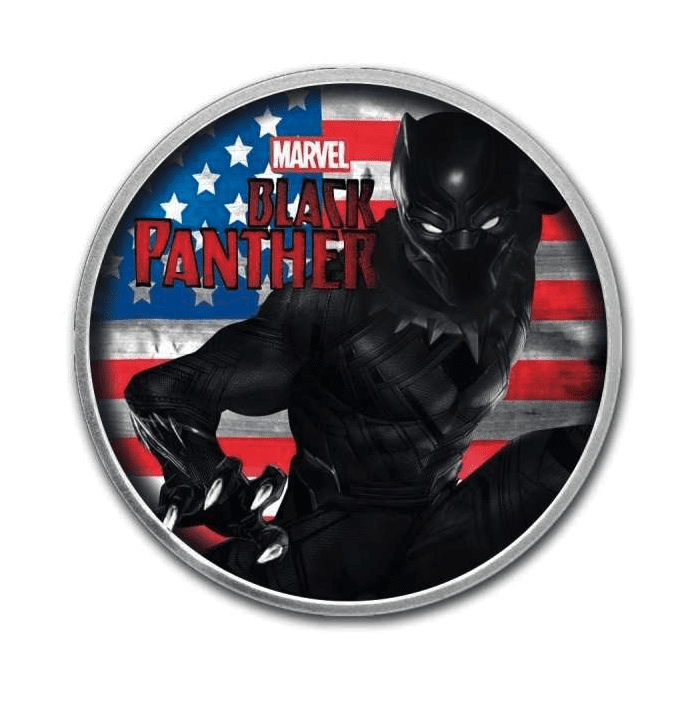 2018 $1 Black Panther US Flag 1oz Silver Coin - Reverse View