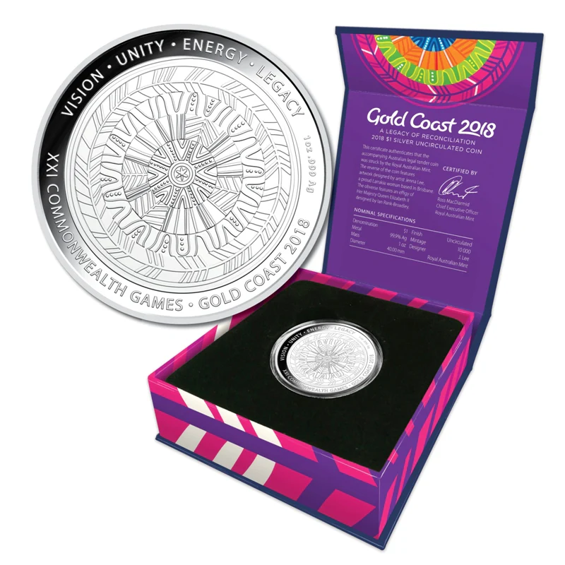 2018 $1 Gold Coast - Commonwealth Games 1oz Silver UNC Coin - Overview