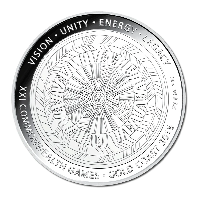 2018 $1 Gold Coast - Commonwealth Games 1oz Silver UNC Coin - Reverse View