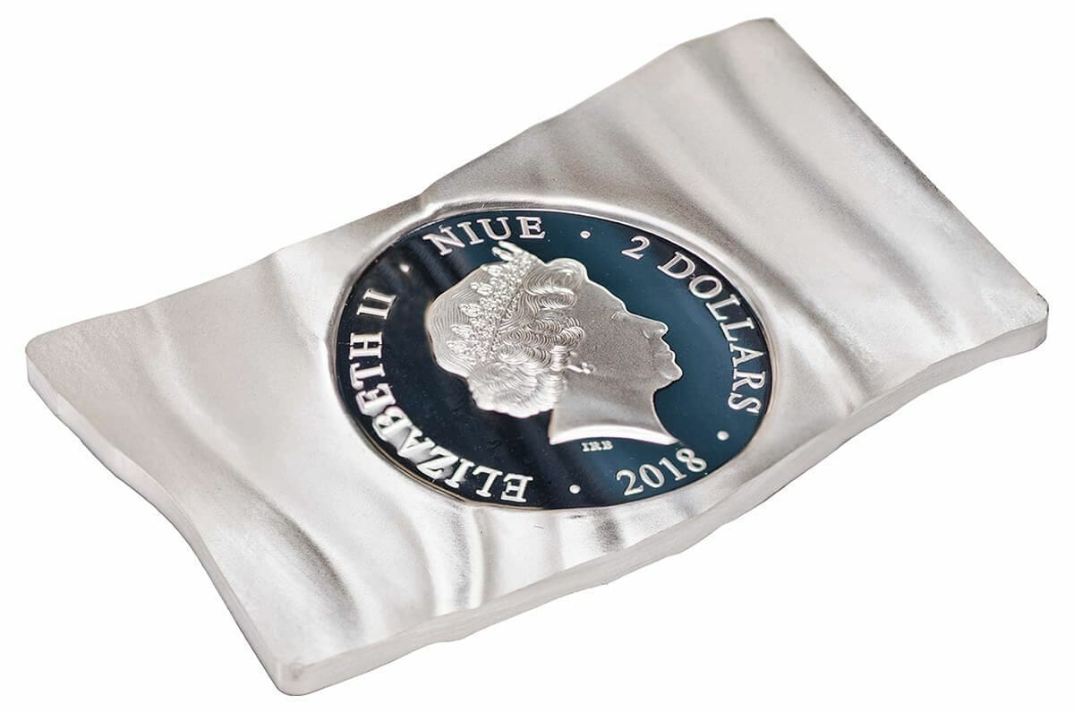 2018 $2 Australian Waving Flag 1oz Silver Prooflike Coin Obverse View