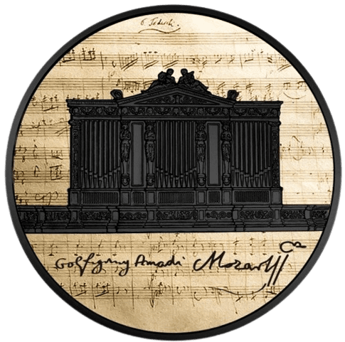 2018 Austrian Philharmonic Mozart 1oz Silver Coin Obverse View