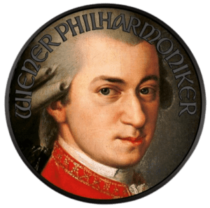 2018 Austrian Philharmonic Mozart 1oz Silver Coin Reverse View