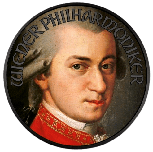 2018 Austrian Philharmonic Mozart 1oz Silver Coin Reverse View