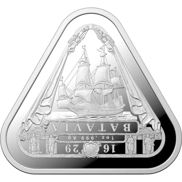 2019 $1 Batavia Triangular 1oz Silver BU Coin Reverse View