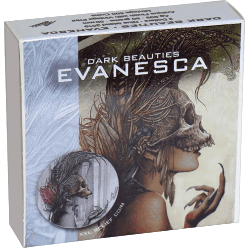2019 $2 Evanesca - Dark Beauties Silver Coin Boxed View