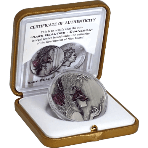 2019 $2 Evanesca - Dark Beauties Silver Coin Cased View