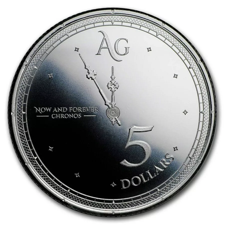 2019 $5 Now And Forever - Chronos 1oz Silver Prooflike Coin Reverse View