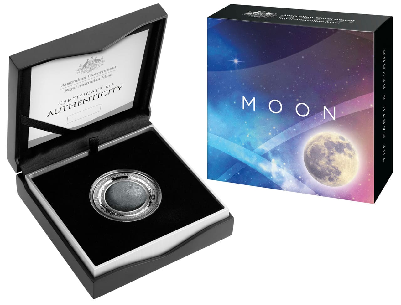 2019 $5 The Moon - The Earth & Beyond 1oz Silver Proof Concave Coin - Overview