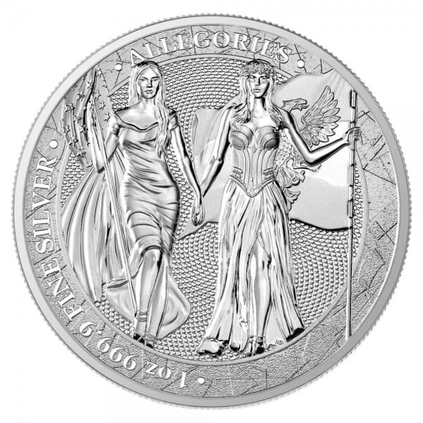 2019 Allegories Germania and Columbia 1oz Silver BU Coin Reverse View