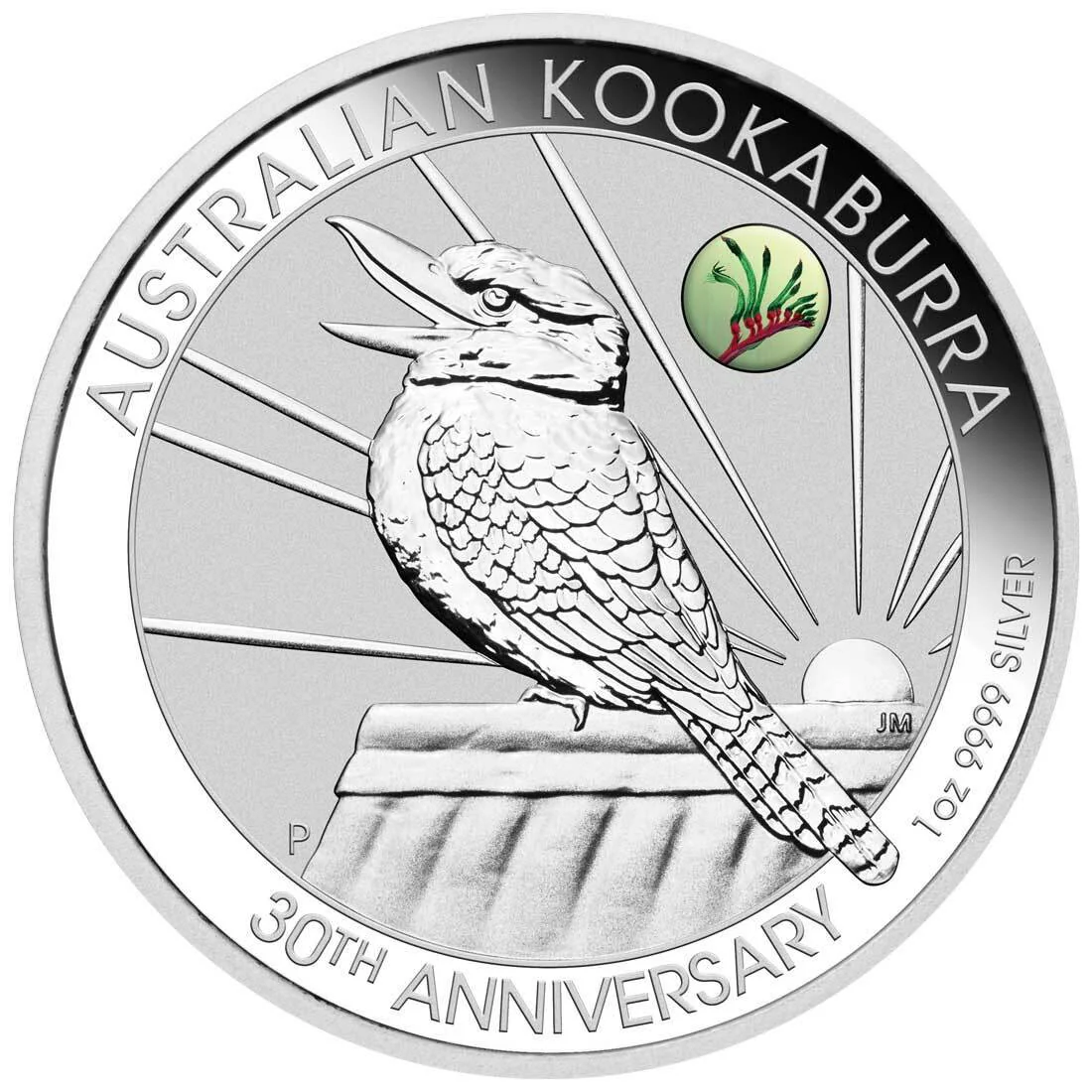 2020 $1 30th Ann. Of Australian Kookaburra 1oz Silver Perth ANDA Money Expo Coin - Reverse View