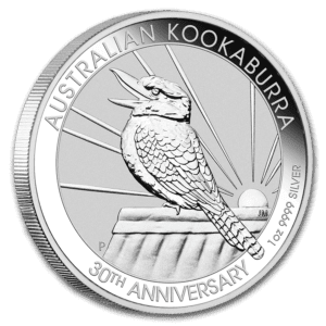 2020 $1 30th Anniversary 1oz Silver Kookaburra Bullion Round