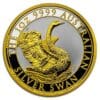 2020 $1 Australian Silver Swan 1oz Silver Gilded Coin - Reverse View