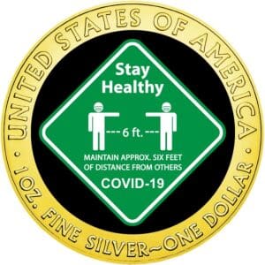 2020 $1 Stay Healthy 1oz Silver Gilded American Eagle Coin