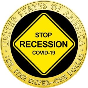 2020 $1 Stop Recession 1oz Silver Gilded American Eagle Coin Obverse View