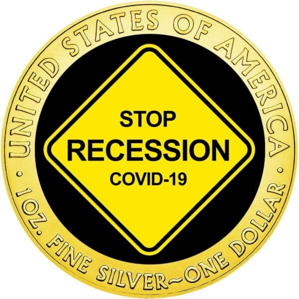 2020 $1 Stop Recession 1oz Silver Gilded American Eagle Coin Obverse View
