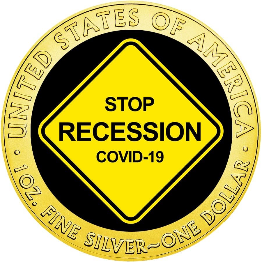 2020 $1 Stop Recession 1oz Silver Gilded American Eagle Coin Obverse View