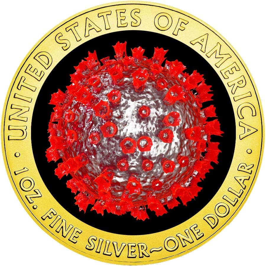 2020 $1 World Coronavirus World Quarantine Silver American Eagle 1oz Silver Coin Reverse View