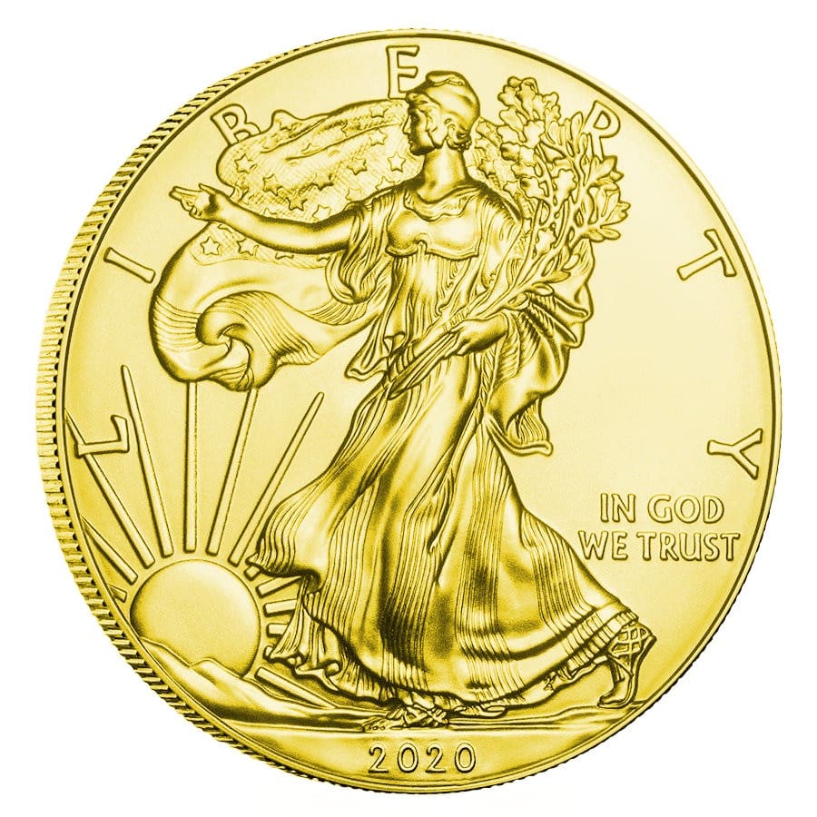 2020 $1 XXI Century Recession 1oz Silver Gilded American Eagle Coin Reverse View