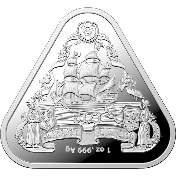 2020 $1 Zuytdorp - Gilt Dragon Triangular 1oz Silver BU Coin - Reverse View