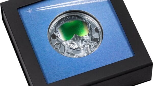 2020 $20 Fighter Pilot – Real Heroes 3oz Silver Black Proof Coin Cased View