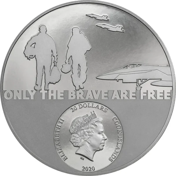 2020 $20 Fighter Pilot – Real Heroes 3oz Silver Black Proof Coin Obverse View