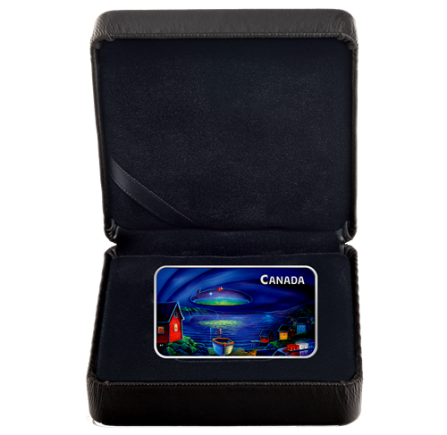 2020 $20 The Clarenville Event 1oz Silver Glow In The Dark Coin Cased View