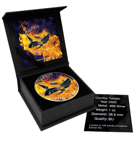 2020 $5 Flying Fish Hahave Fried 1oz Silver Colourised Coin - Overview
