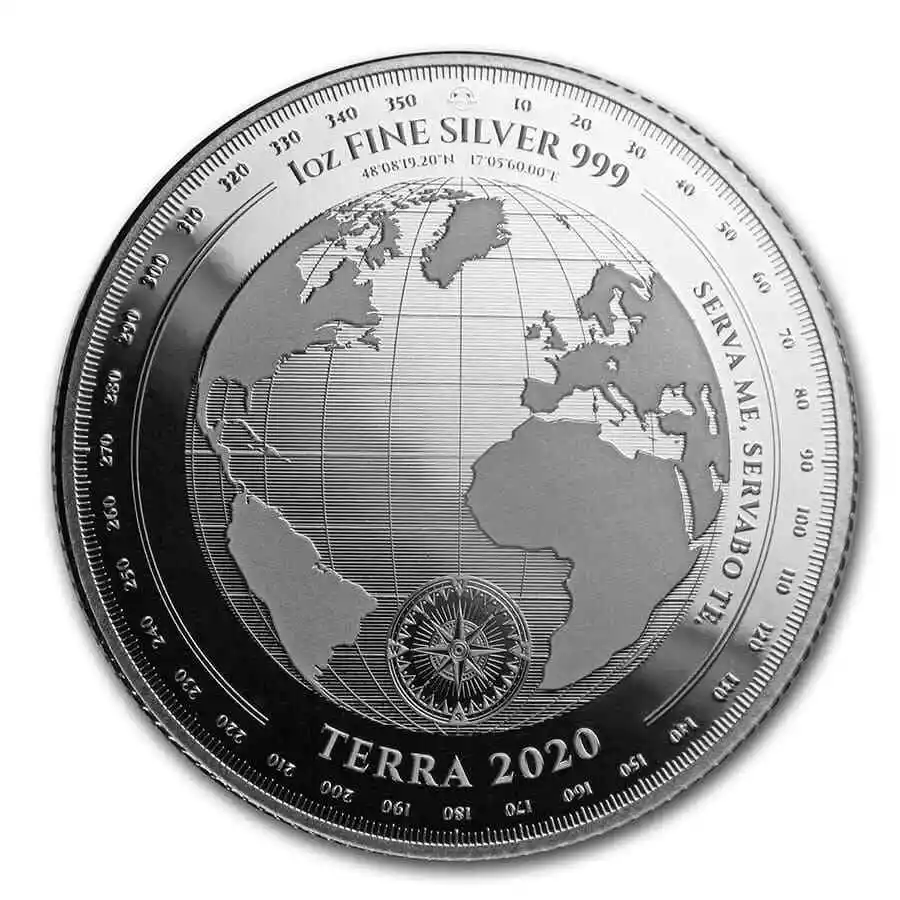 2020 $5 Tokelau Terra 1oz Silver Prooflike Coin Reverse View