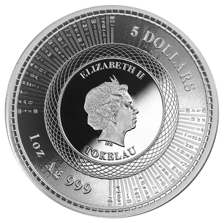 2020 $5 Vivat Humanitas 1 oz Silver Prooflike Coin Obverse. View