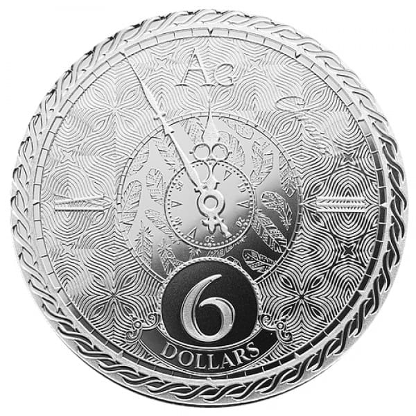 2020 $6 Chronos 1oz Silver BU Coin Reverse View