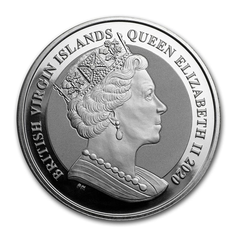 2020 BVI Mayflower 400th Anniversary 1oz Silver BU Coin Obverse View