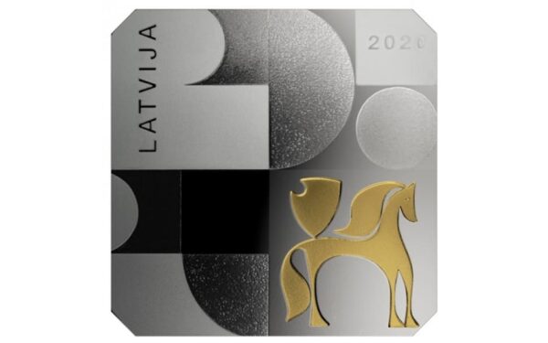 2020 €5 Modernism in Latvia - The Sixties Silver Proof Coin - Reverse View