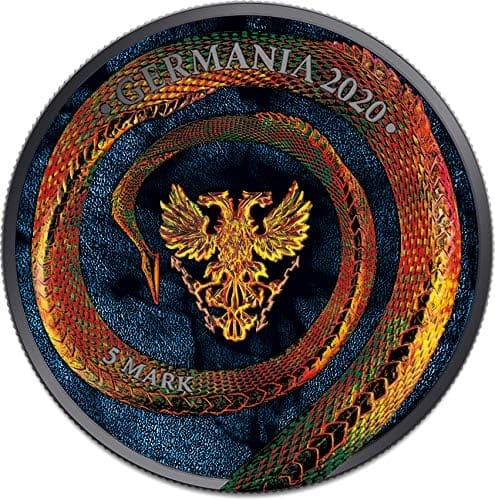 2020 Fafnir Geminus Dragon Inferno Coloured 1oz Silver Coin - Obverse View