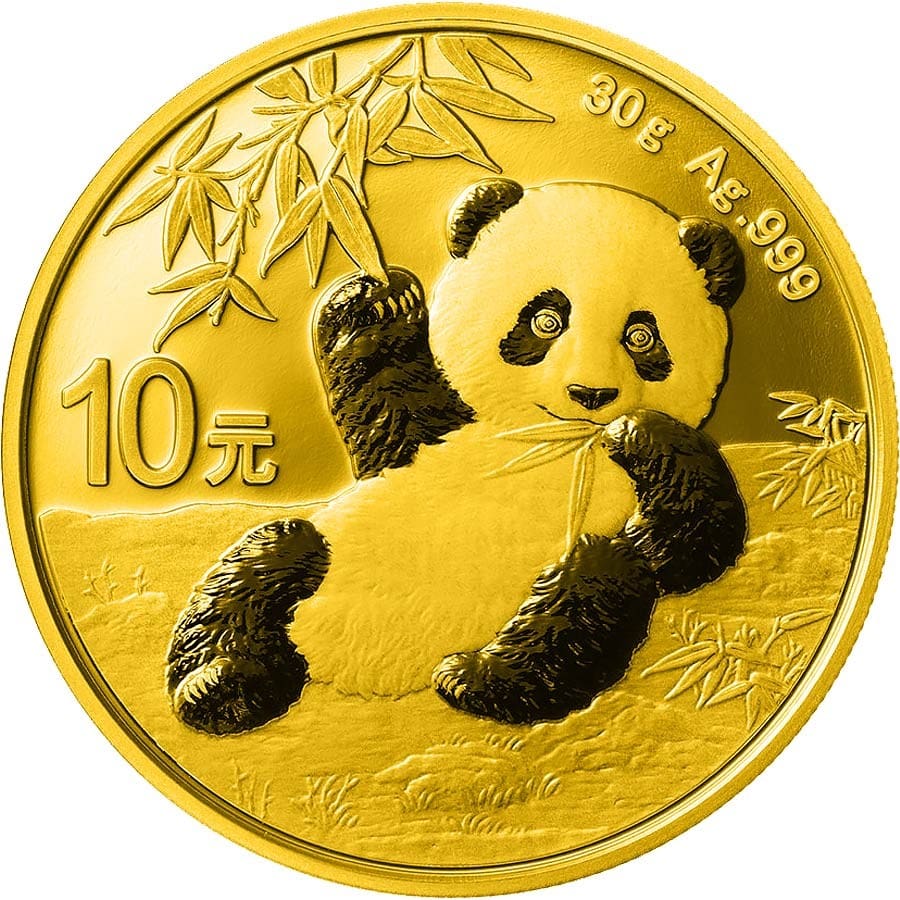 2020 ¥10 Coronavirus Biological Weapon - Silver Chinese Panda Gilded Coin Obverse View