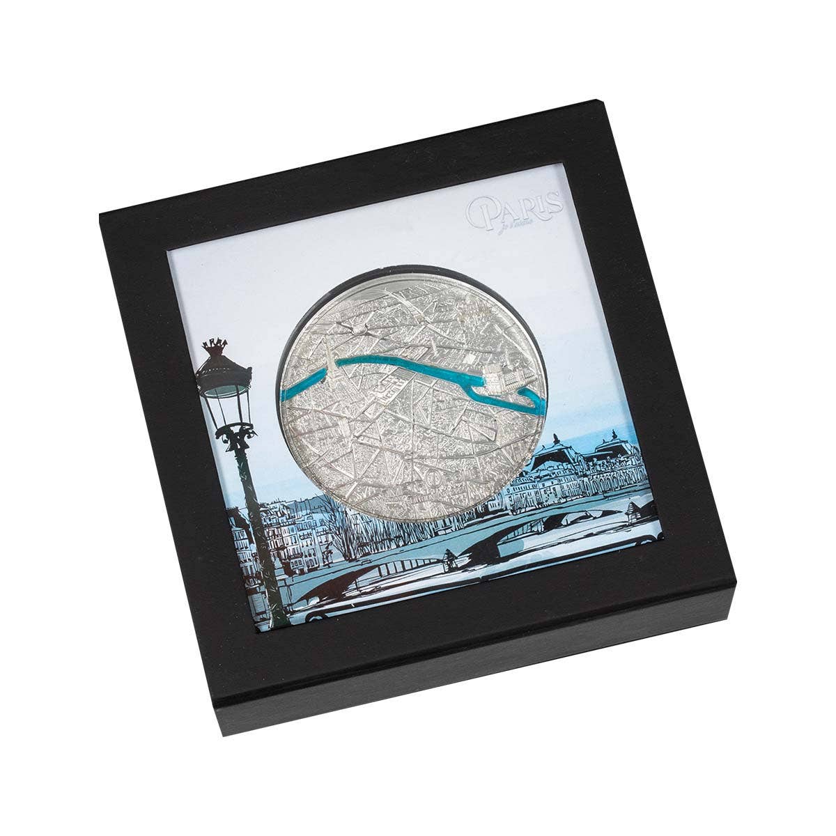 2021 $20 Tiffany Art Metropolis – Paris 3oz Silver Proof Coin Cased View