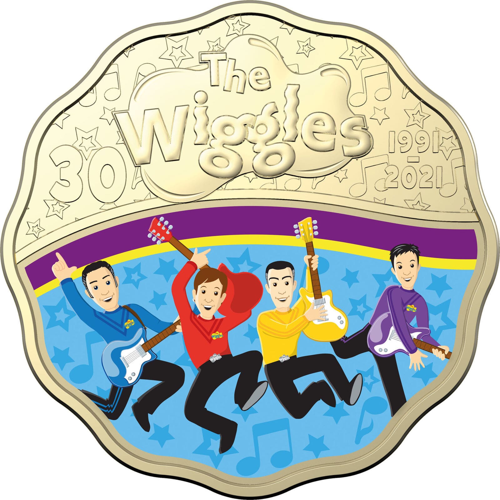 2021 30c 30 Years Of The Wiggles Coloured UNC Two Coin Set - Reverse View 1