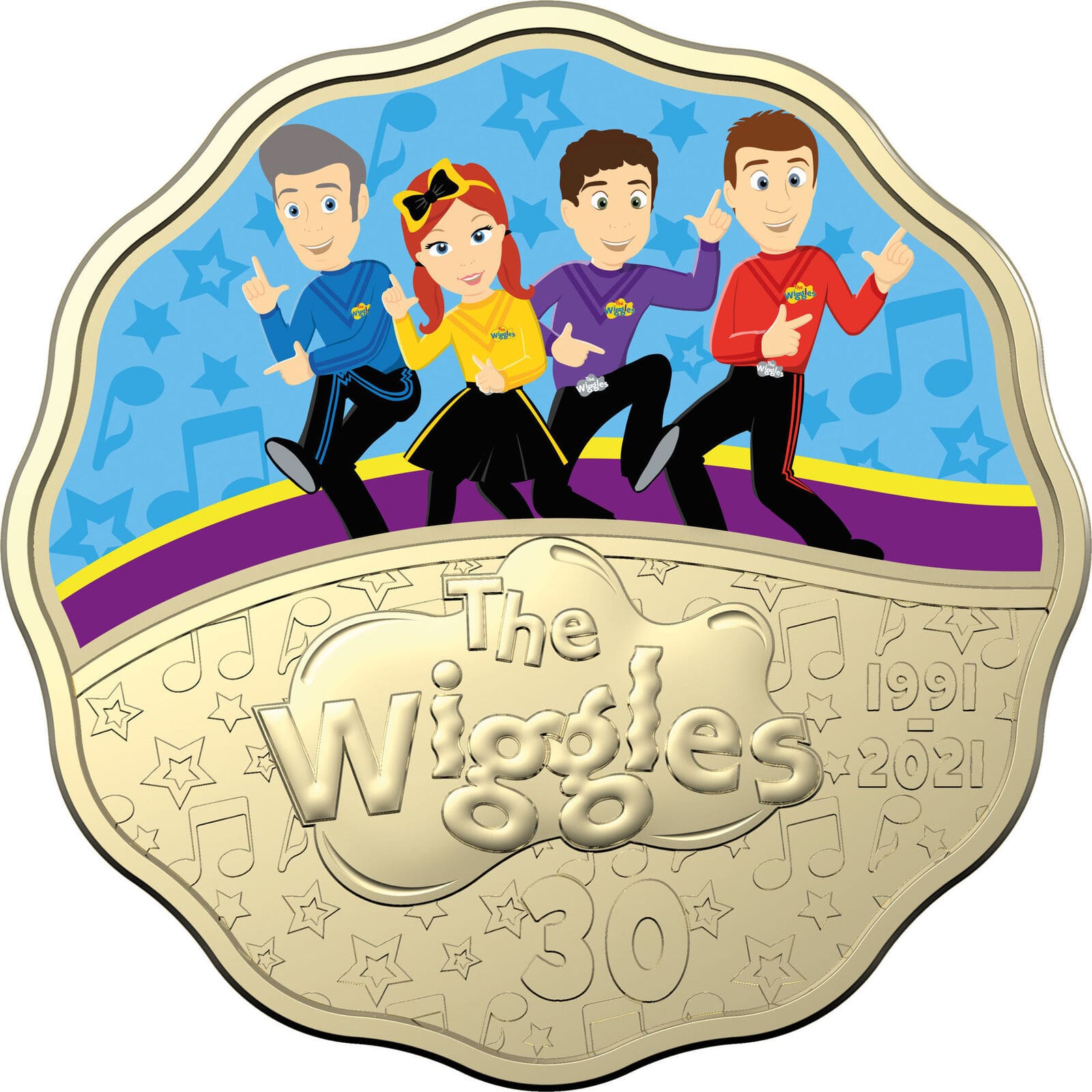 2021 30c 30 Years Of The Wiggles Coloured UNC Two Coin Set - Reverse View 2