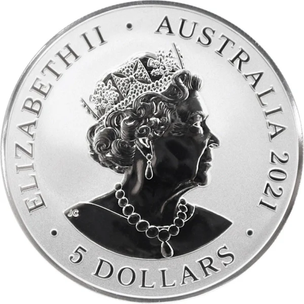 2021 $5 Redback Spider 5oz Silver BU Coin Obverse View
