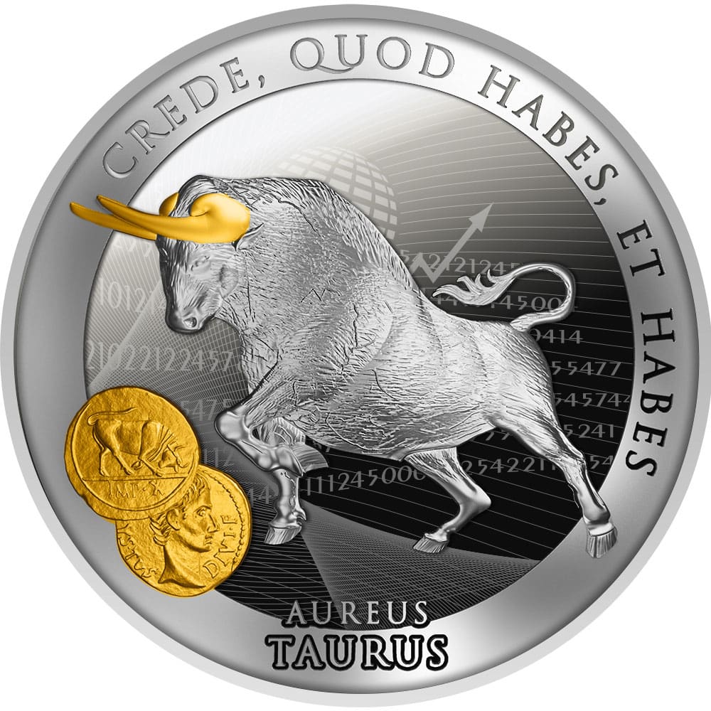 2021 Aureus Taurus Silver Proof Coin Reverse View