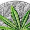2021 Cannabis Sativa Leaf 1oz Silver Black Proof Coin Closeup Reverse View